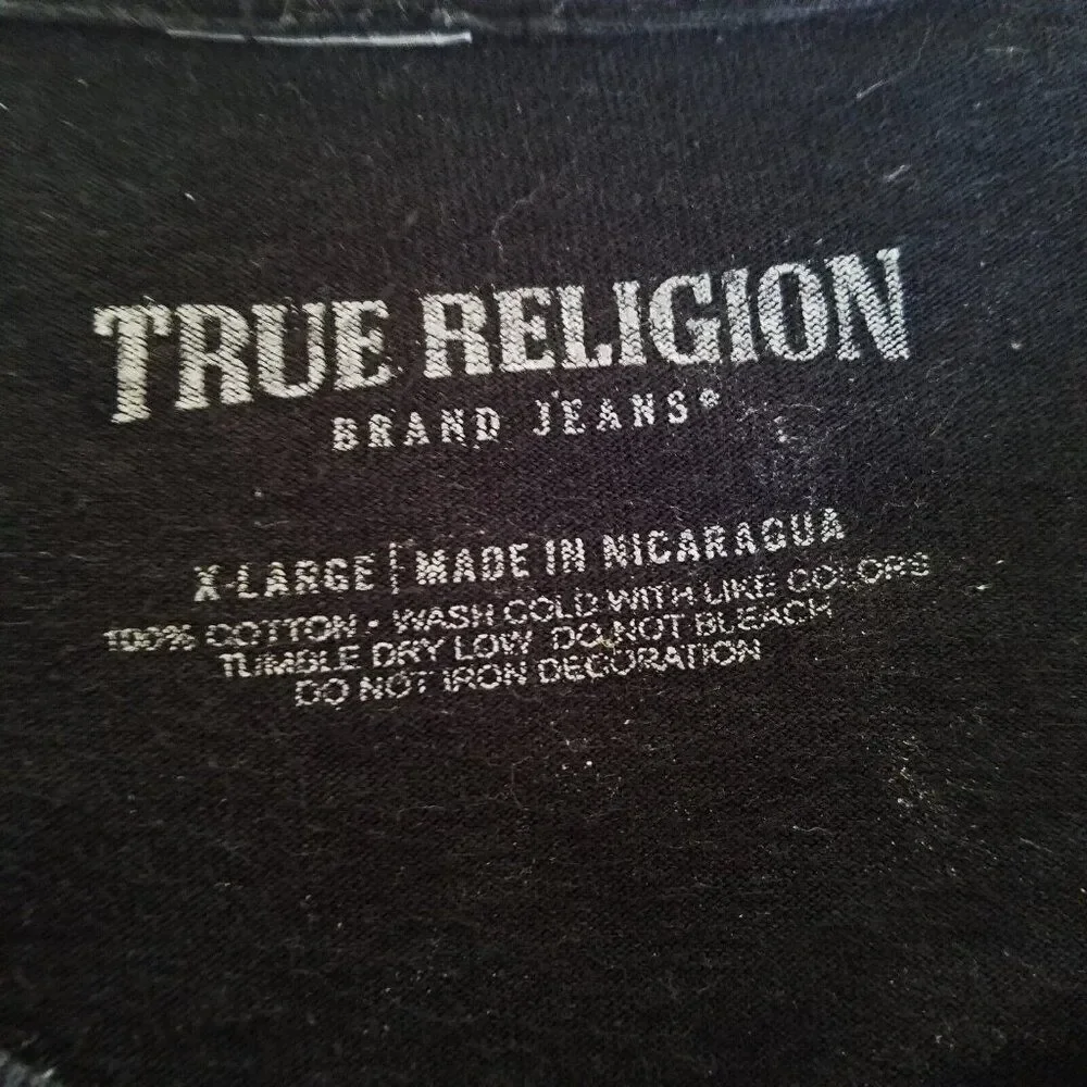 True Religion Crafted With Pride Mens T-shirt XL TR Arch Black Crewneck Cotton